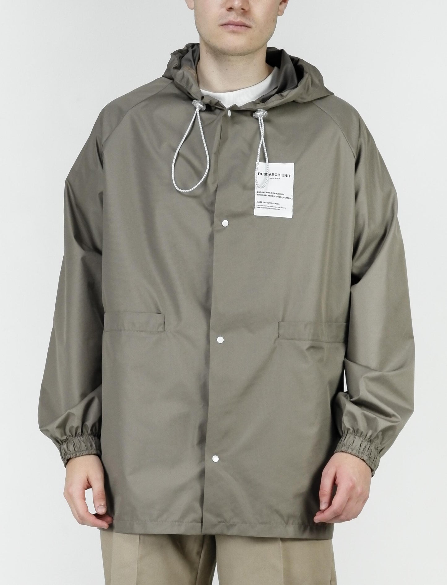 Ripstop Waterproof Rain Jacket (Stone) High Quality and Premium materials. Mid length and unisex