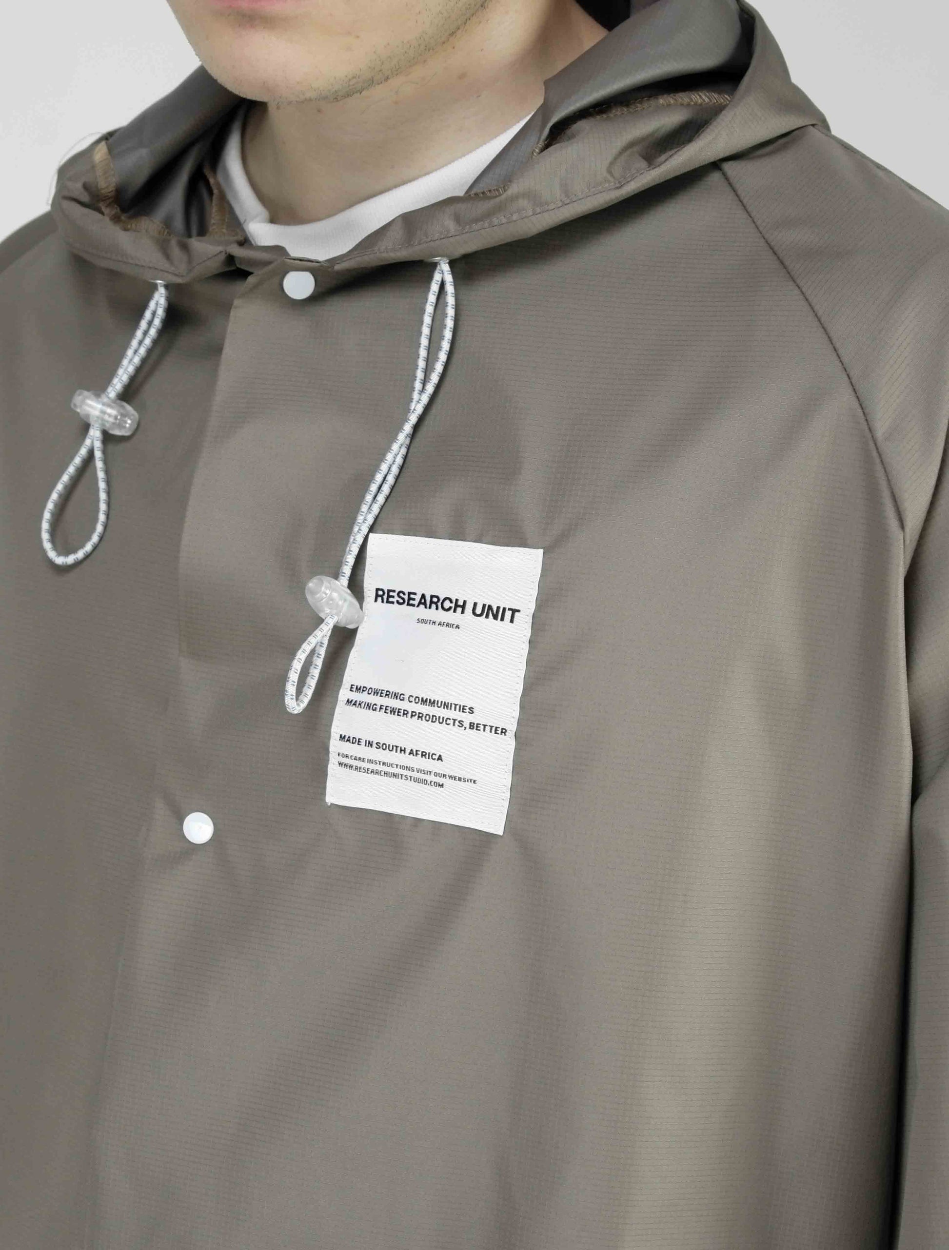 Ripstop Waterproof Rain Jacket (Stone) High Quality and Premium materials. Mid length and unisex