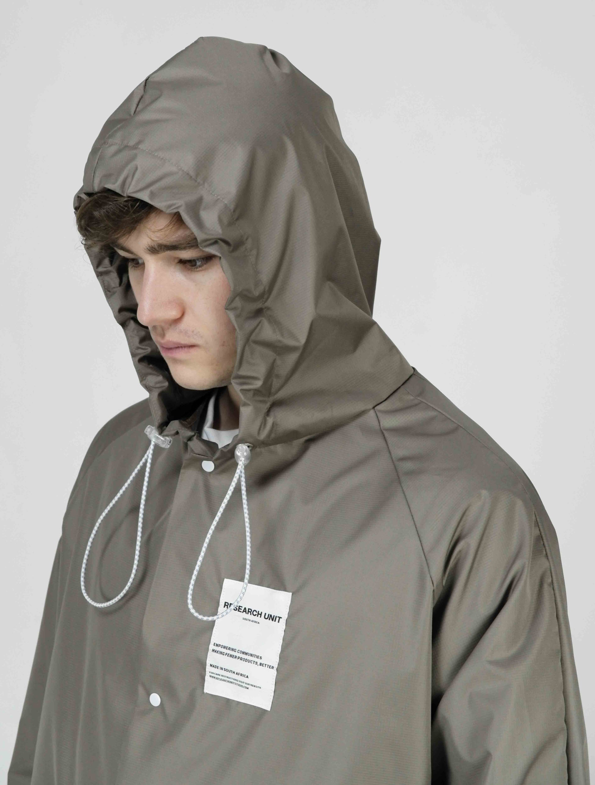 Ripstop Waterproof Rain Jacket (Stone) High Quality and Premium materials. Mid length and unisex