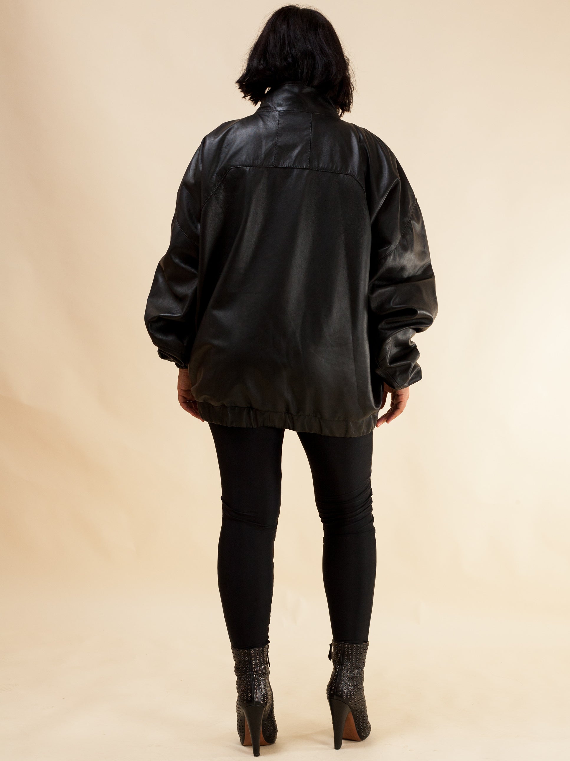 Oversized Nappa Leather Jacket (Black) – Research Unit