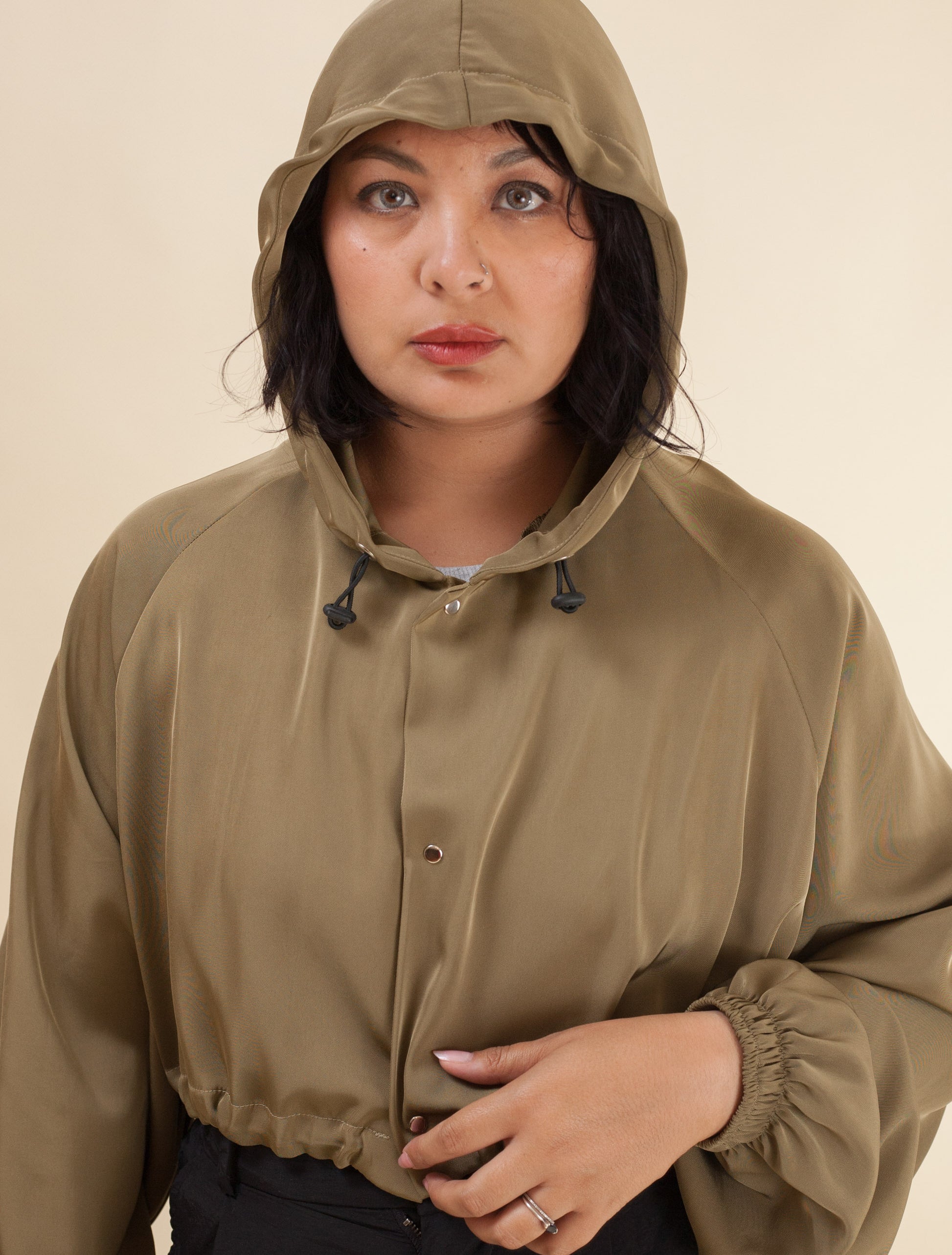 Keiko Cropped Twill Jacket (Avocado)