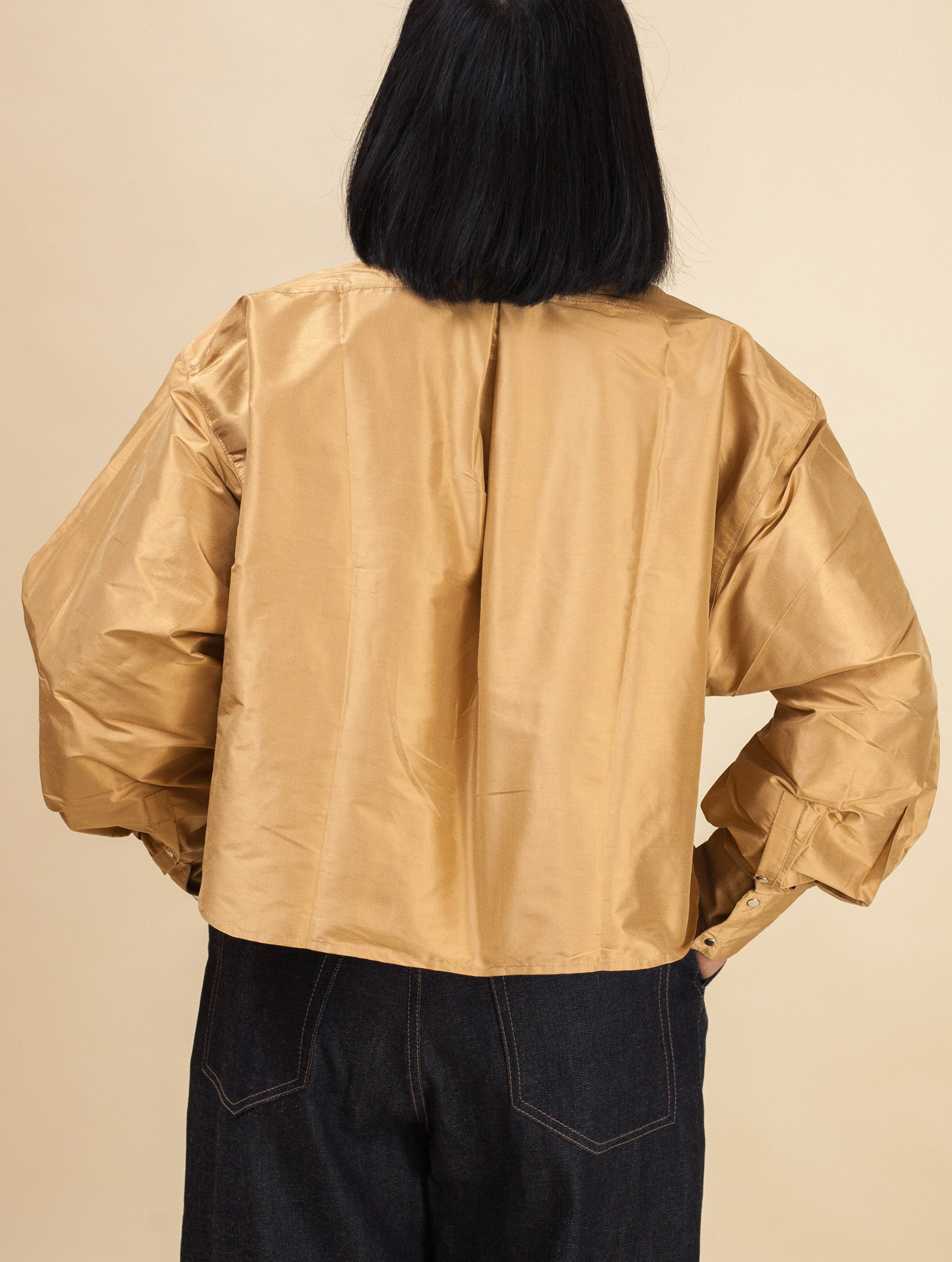 Cropped Shirt-Raw Silk Scotch