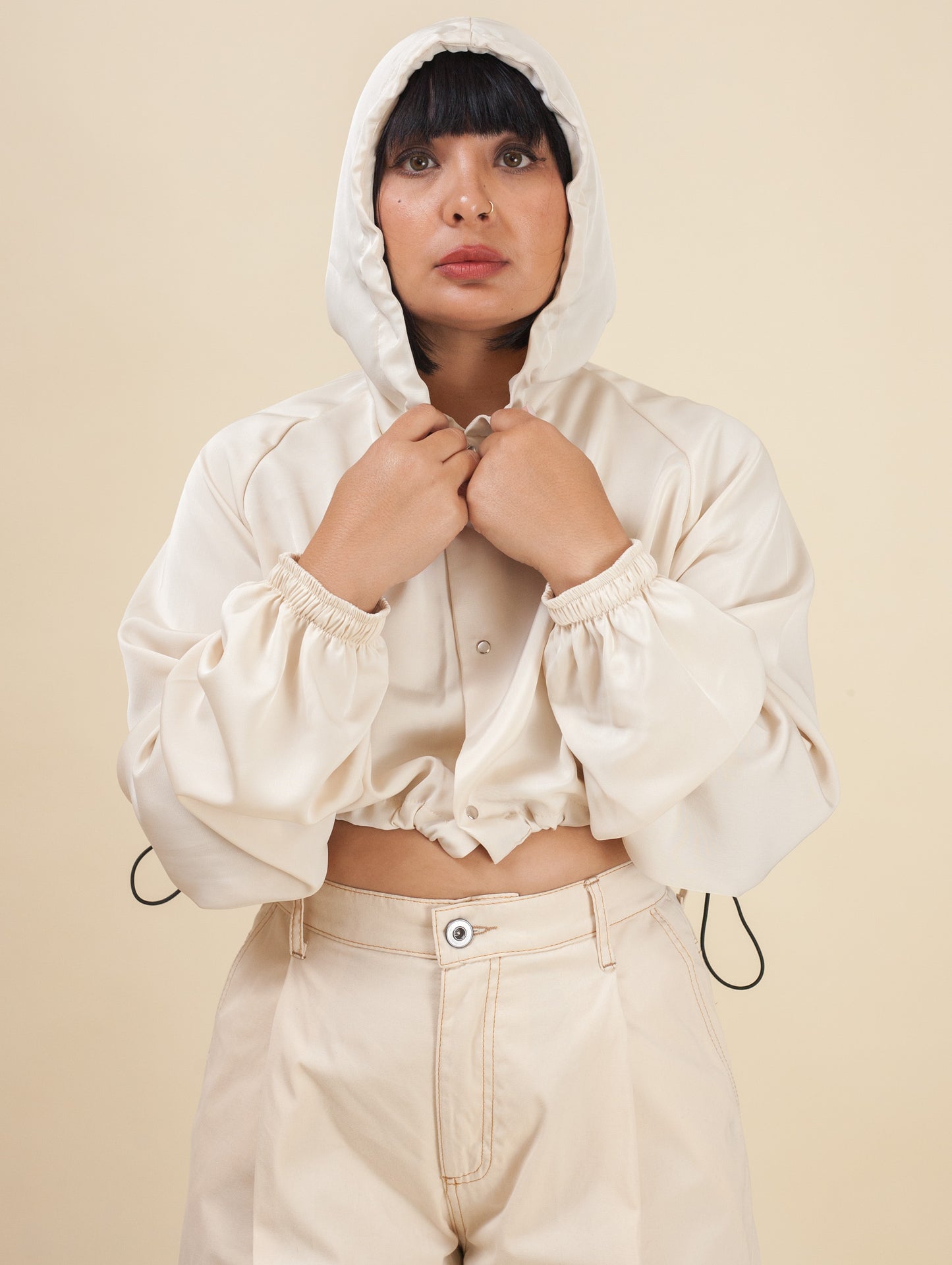 Keiko Cropped Twill Jacket (Milk)