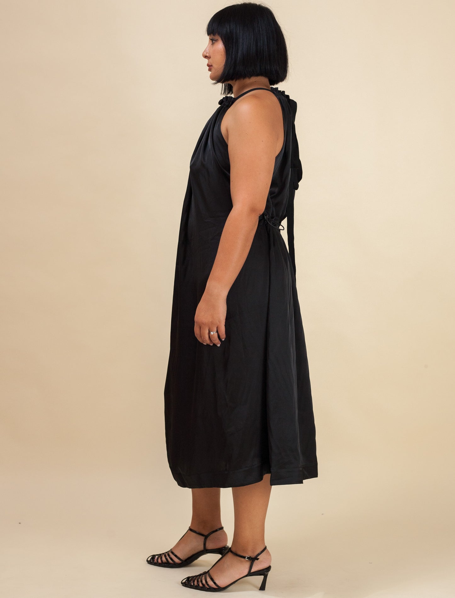 Halter Dress Satin (Black)