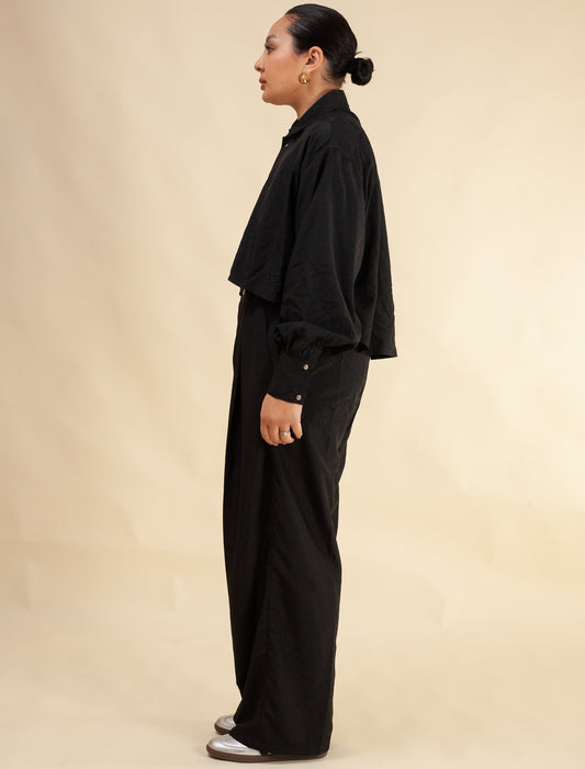 Cropped Shirt ( Black tech)
