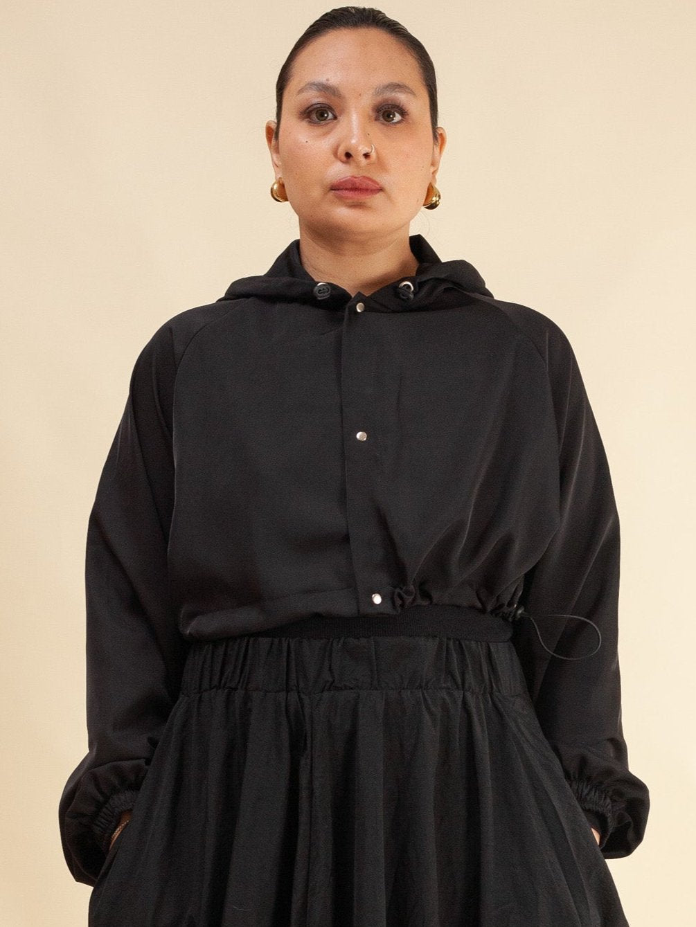 Keiko Cropped Twill Jacket (Black)