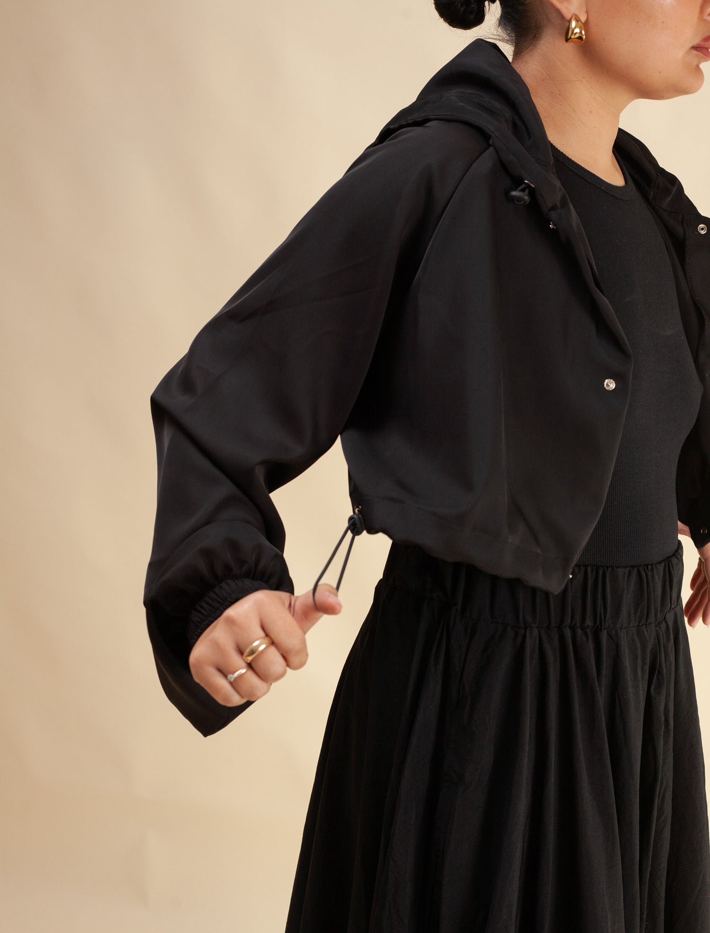 Keiko Cropped Twill Jacket (Black)