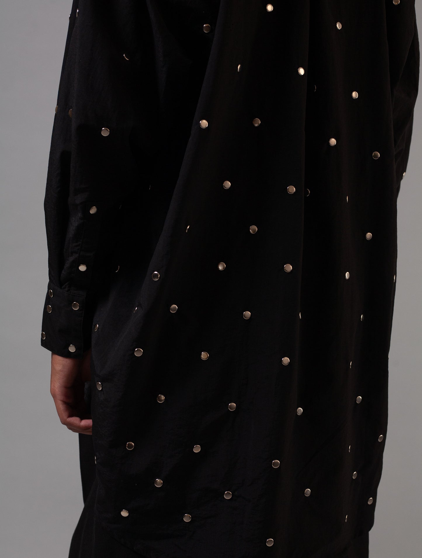 Studded Oversized shirt-Tech Black
