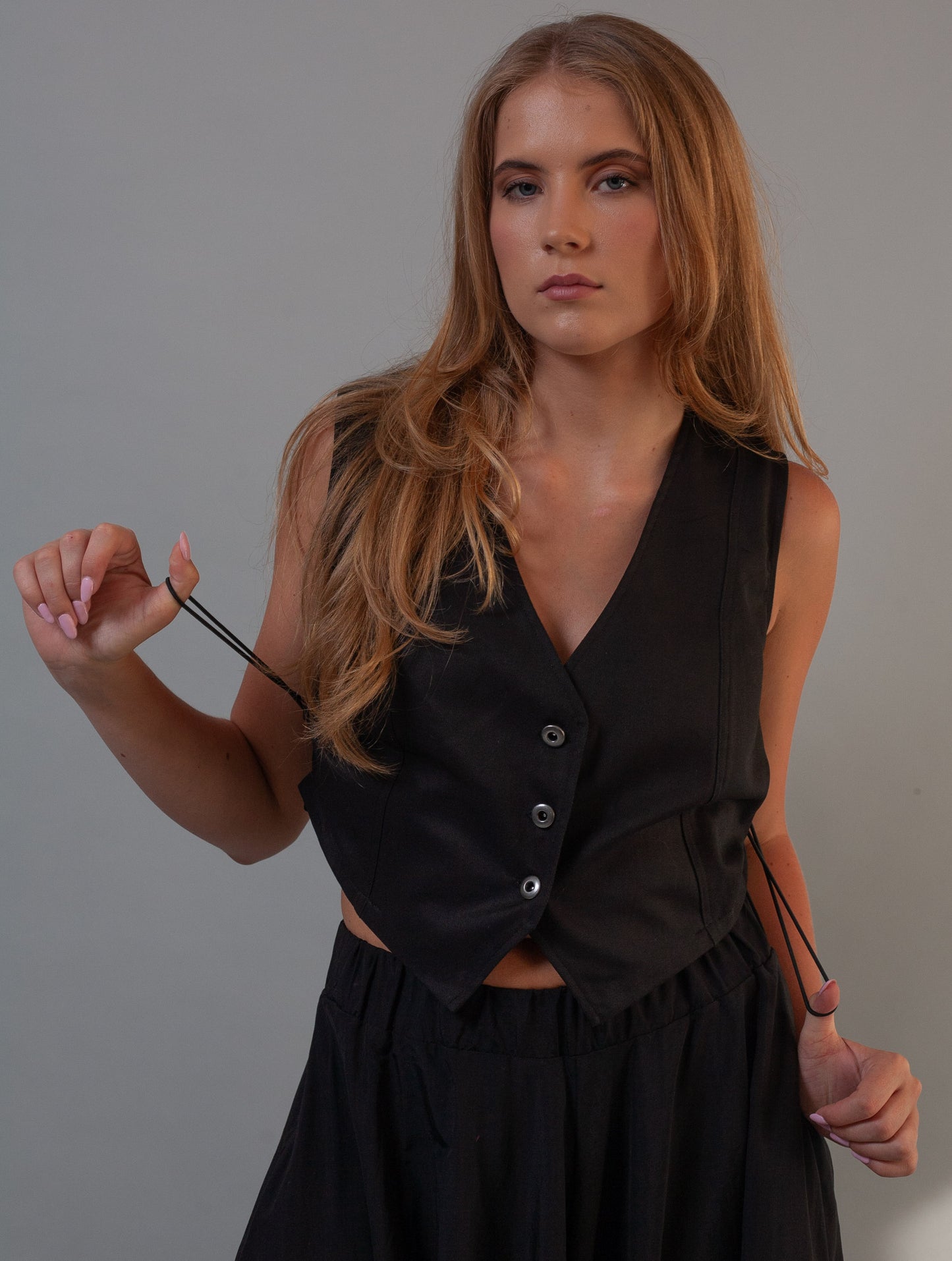 Denim Waistcoat- Black