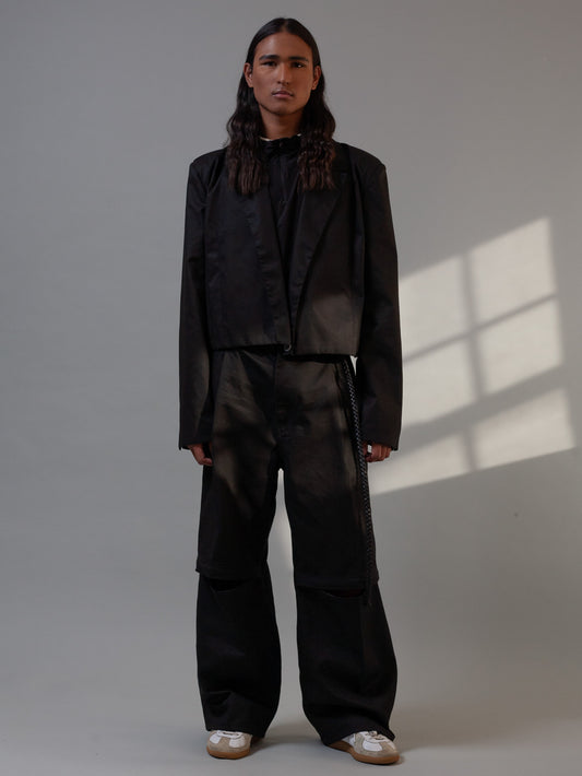 Matter Cropped Blazer ( Black )