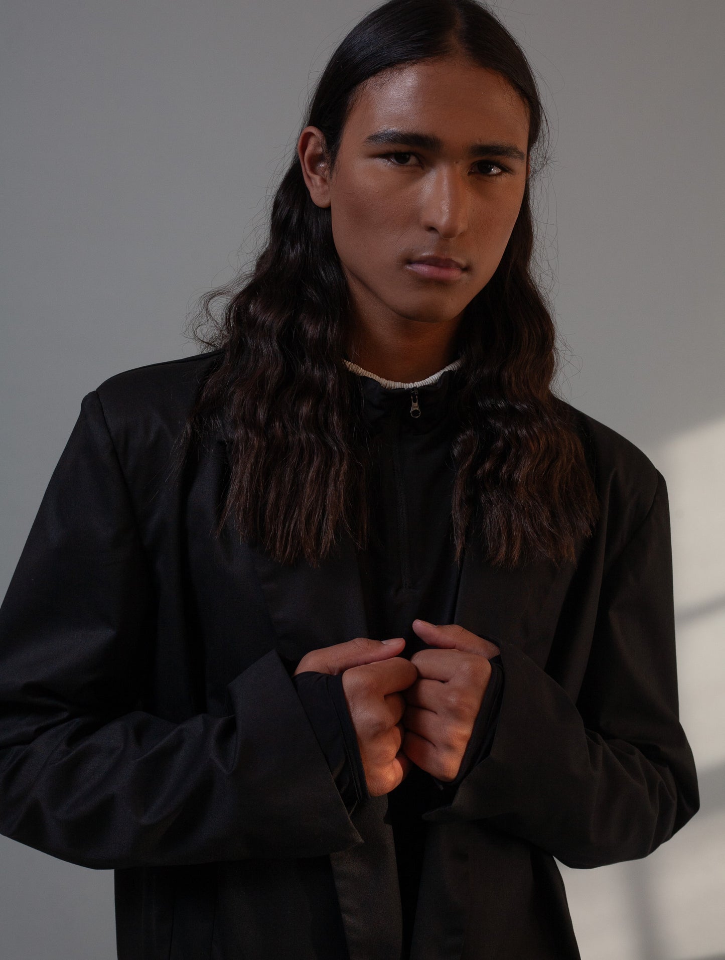 Matter Cropped Blazer ( Black )