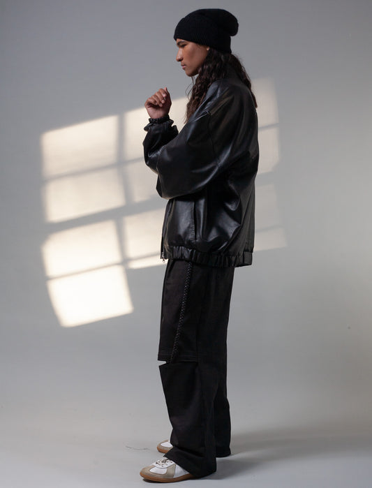 Oversized Nappa Leather Jacket (Black)