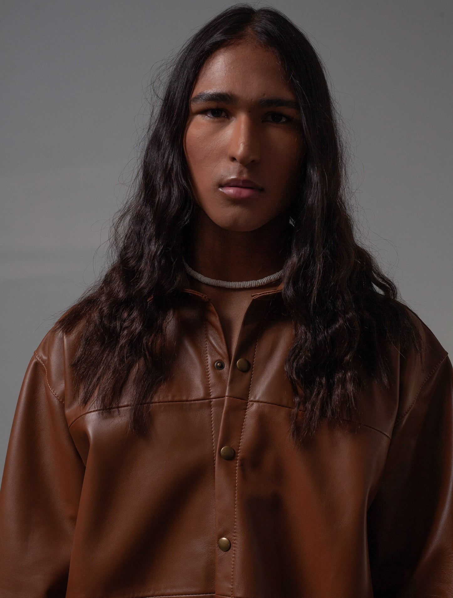 Oversized Leather Shirt ( Creamy Coffee )