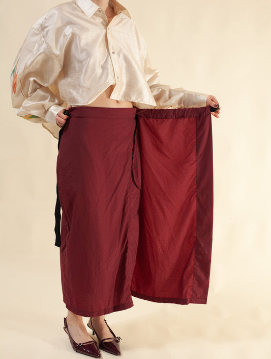 Zen-Zen Wrap Skirt (Oxblood)
