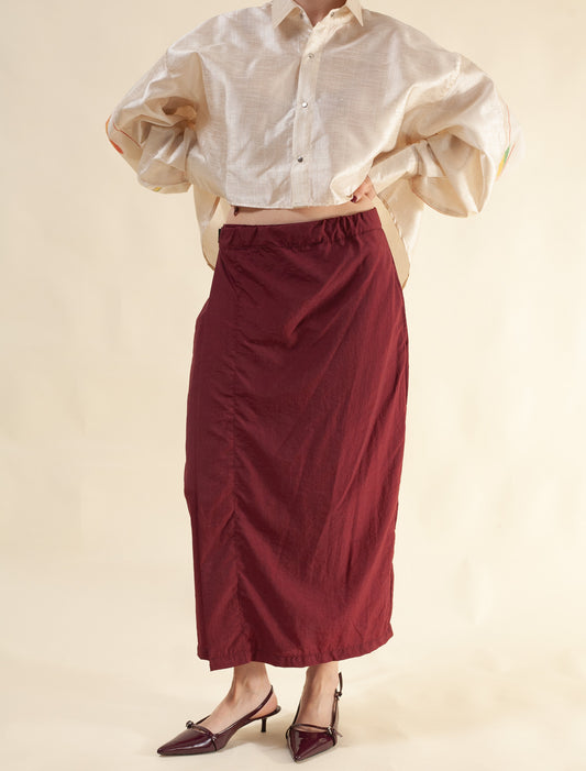Zen-Zen Wrap Skirt (Oxblood)