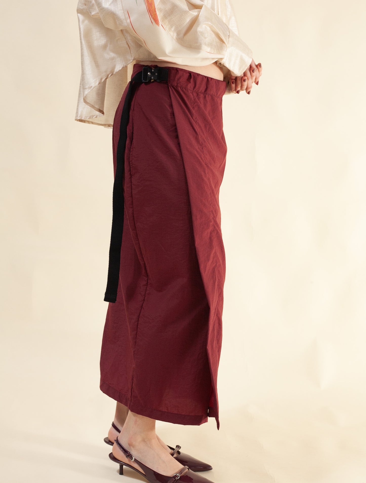Zen-Zen Wrap Skirt (Oxblood)