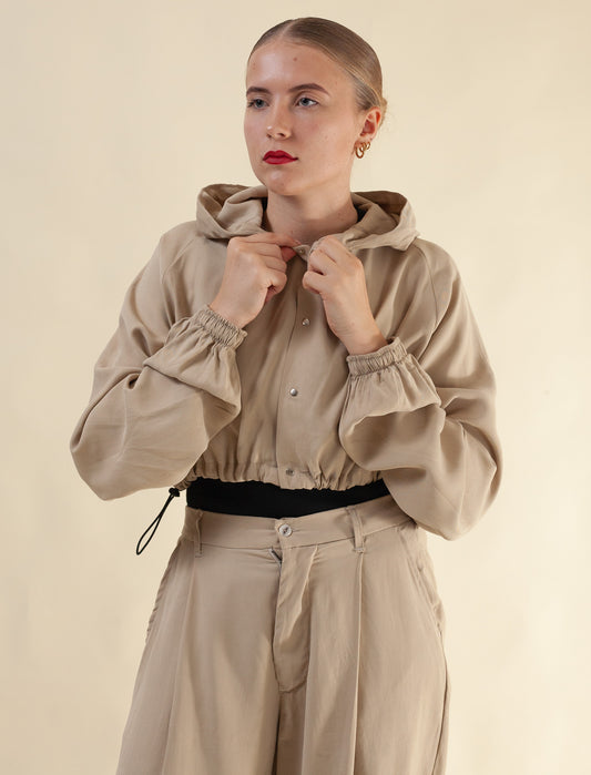 Keiko Cropped Tensel Jacket (Butter Toffee)