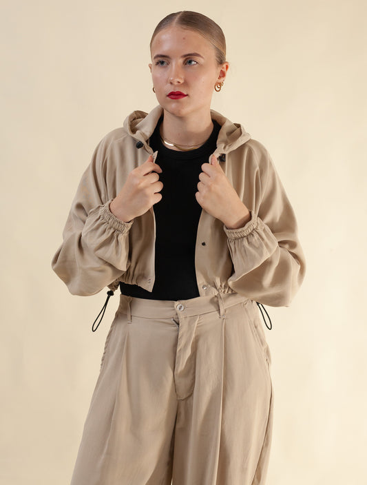 Keiko Cropped Tensel Jacket (Butter Toffee)
