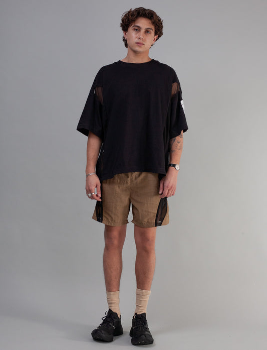 Utility Paneled Mesh T-Shirt ( Black)