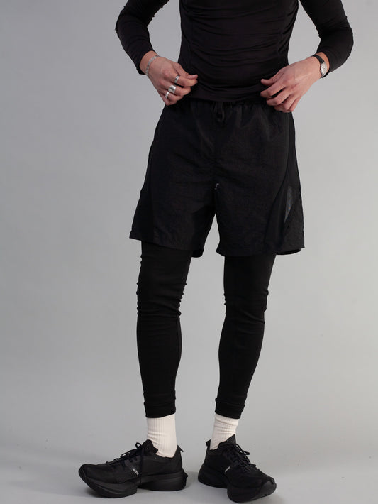 Utility Paneled Mesh Shorts ( Black )