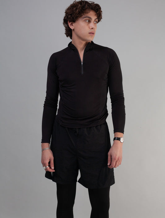 Utility Paneled Mesh Shorts ( Black )