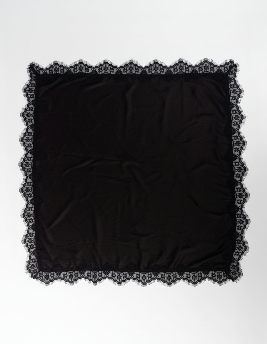 Erin Scarf with lace trim ( Black )