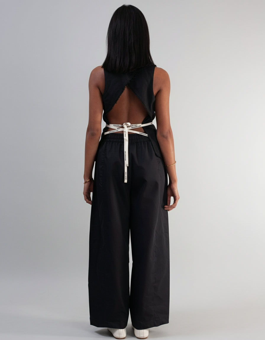 Backless Waistcoat Suiting ( Black )