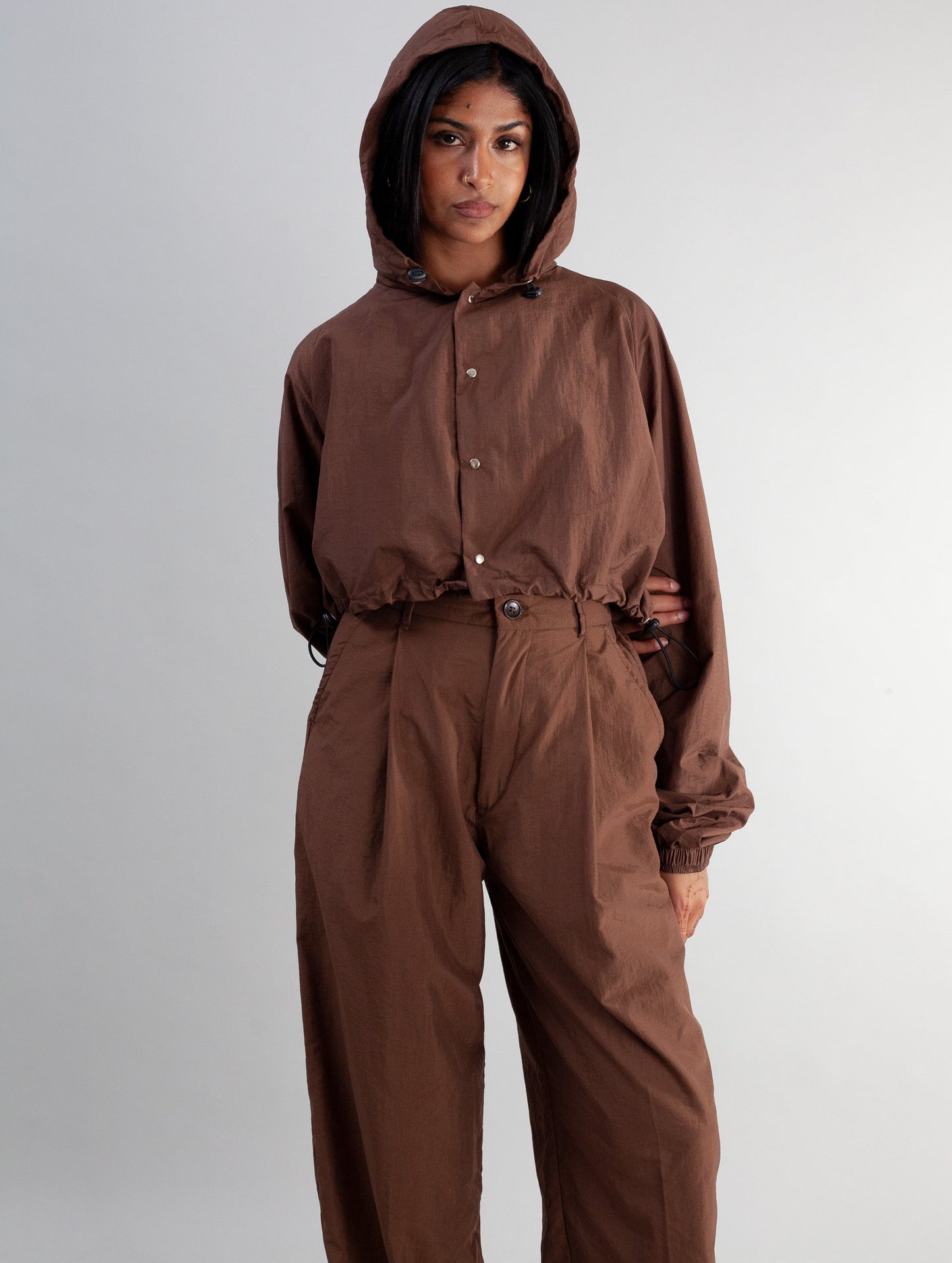 Keiko cropped jacket (brown tech)