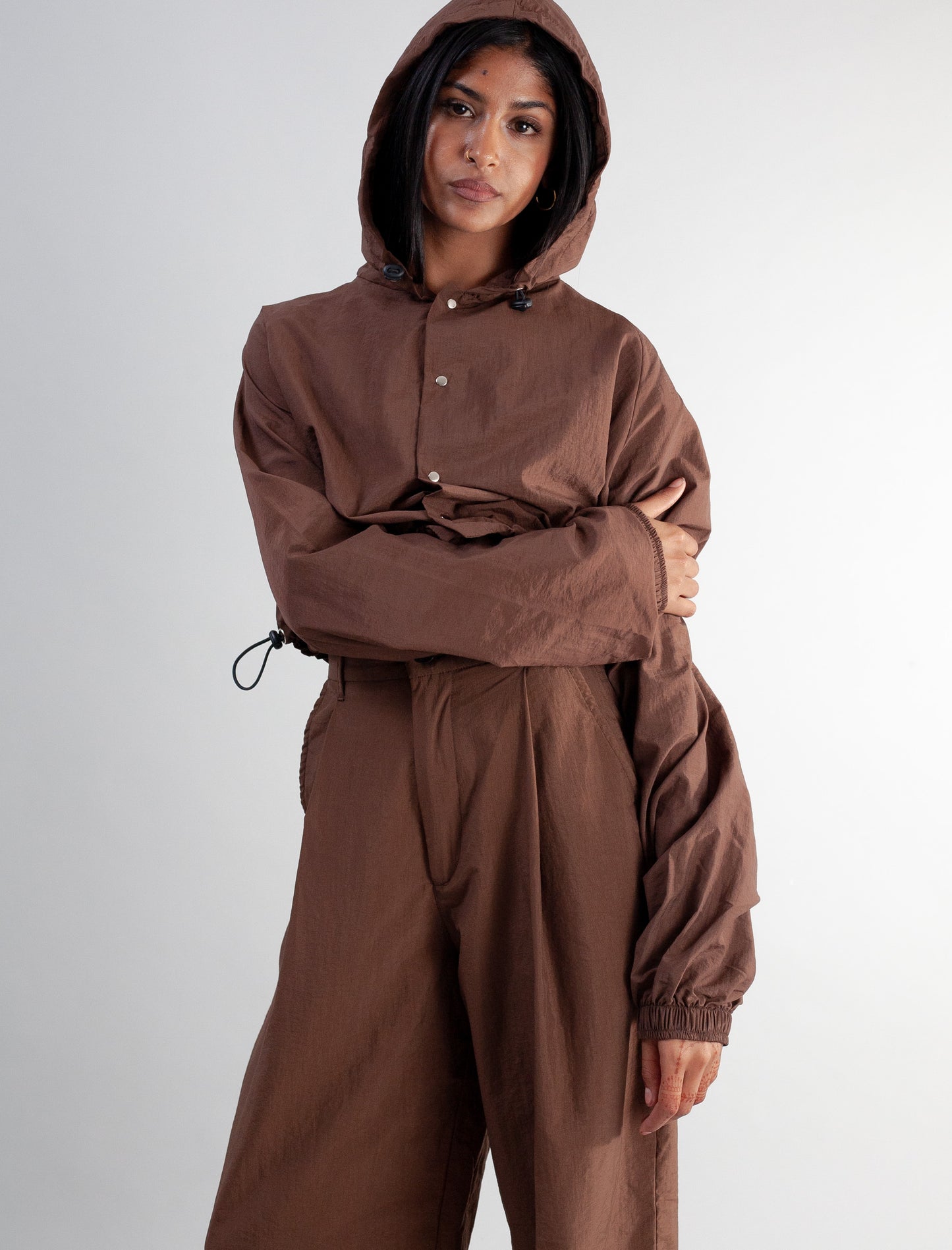 Keiko cropped jacket (brown tech)