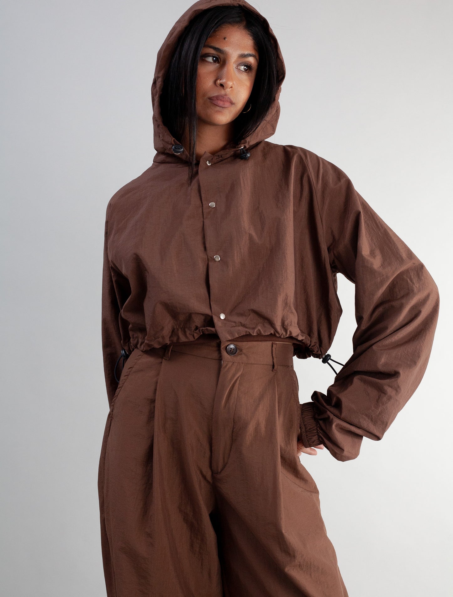 Keiko cropped jacket (brown tech)