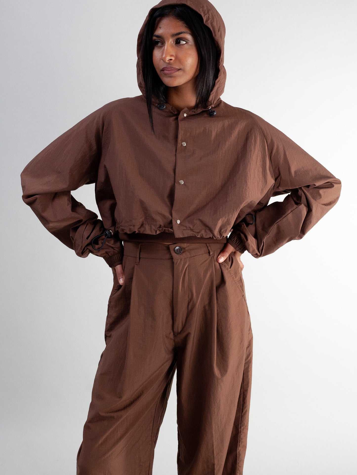 Keiko cropped jacket (brown tech)