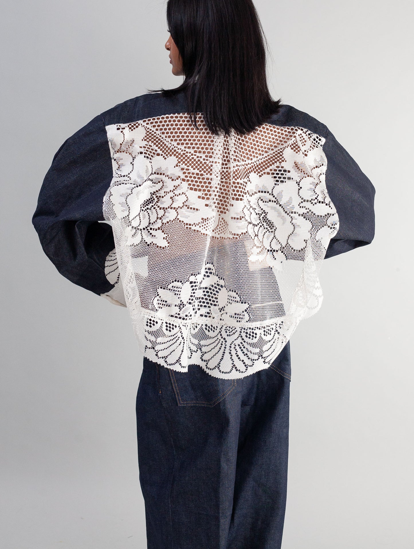 Cropped Jacket ( Denim & Lace)