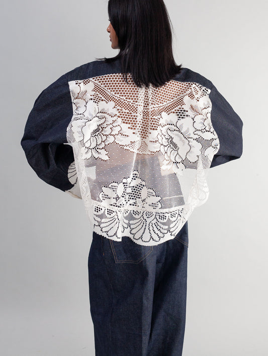 Cropped Jacket ( Denim & Lace)