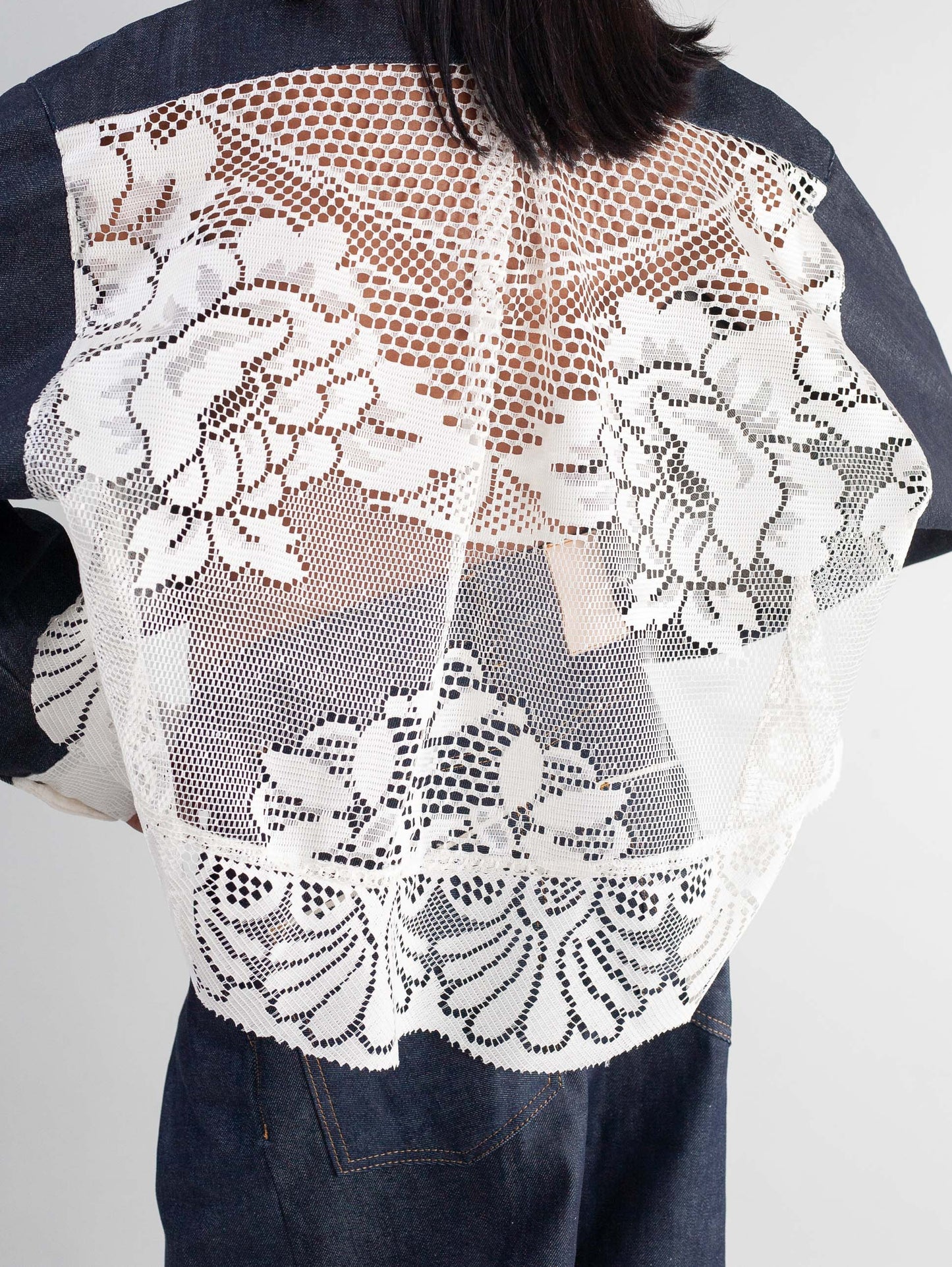 Cropped Jacket ( Denim & Lace)