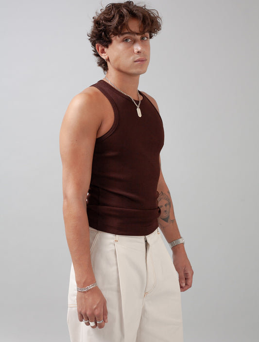 Performance Ribbed Vest (Cocoa)