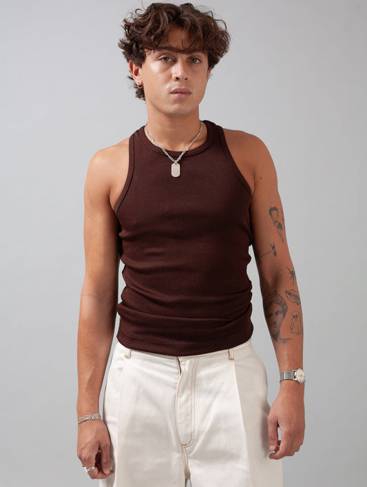 Performance Ribbed Vest (Cocoa)