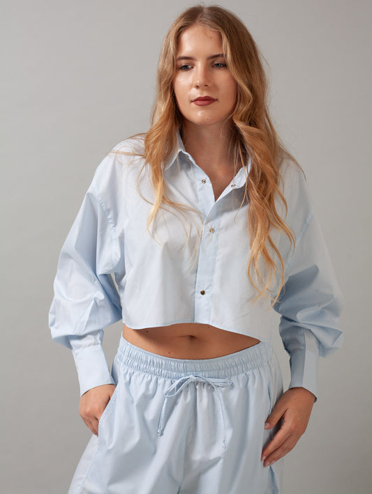 Cropped Shirt (Baby Blue Poplin)