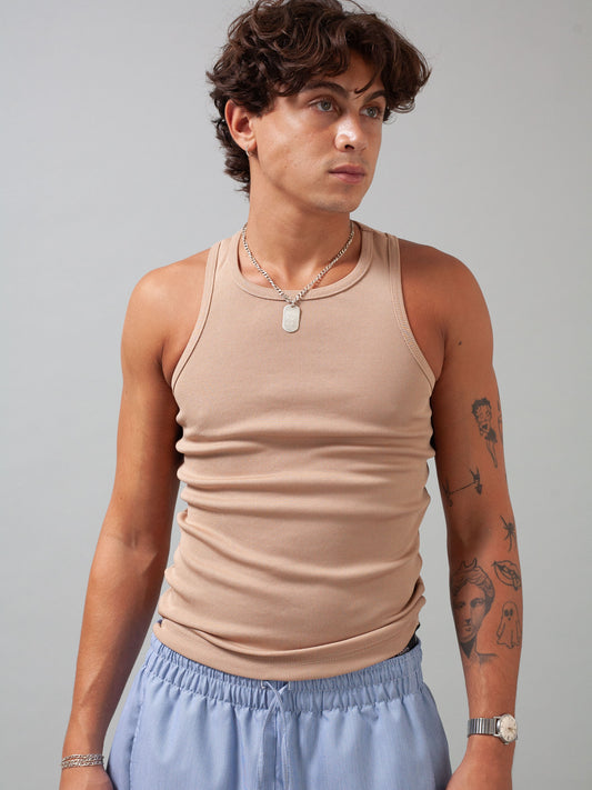 Performance Ribbed Vest (Latte)