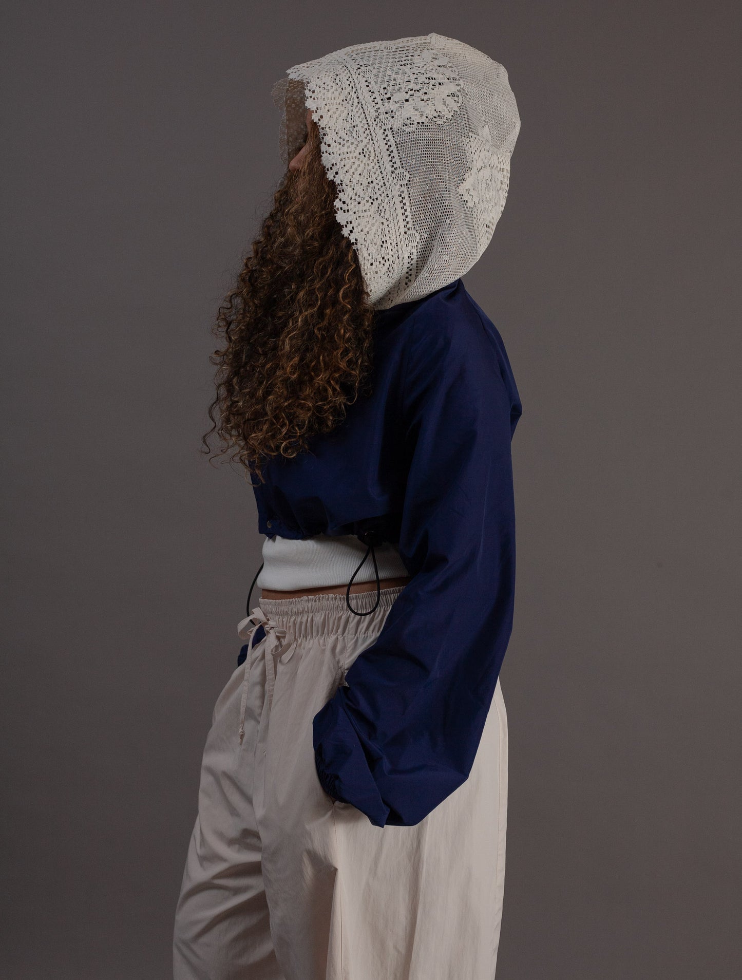 Keiko Laced Hood Jacket (Deep Sea Blue)