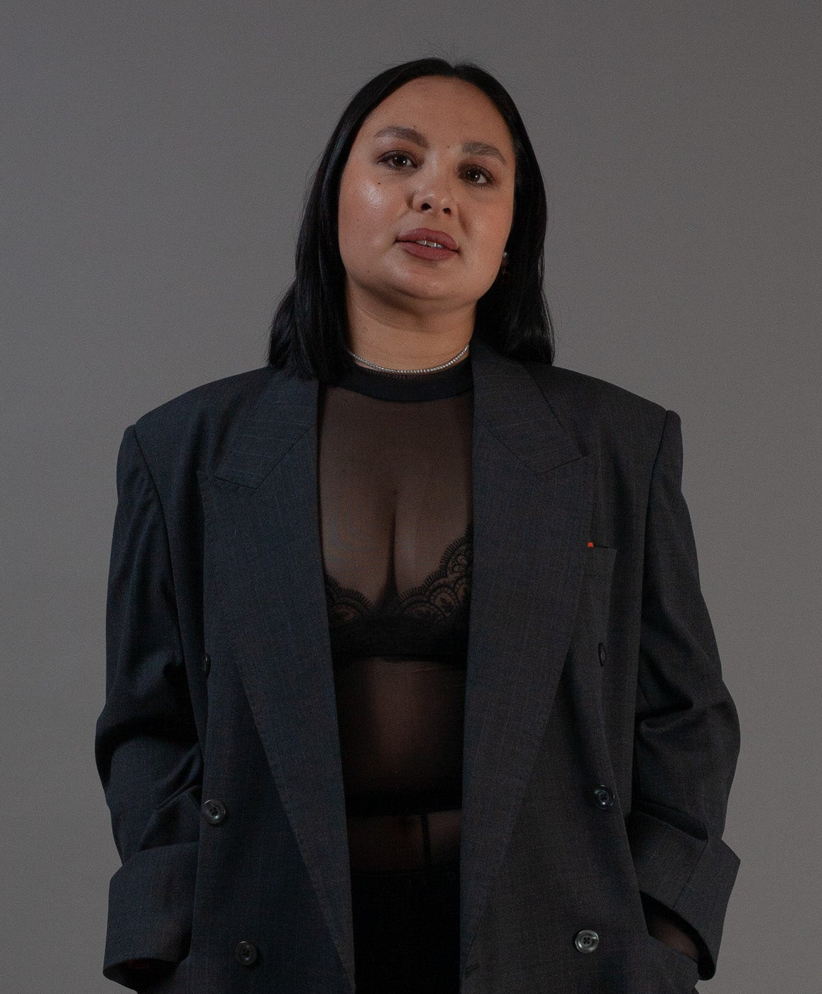 Mesh Long Sleeve Top (Black)
