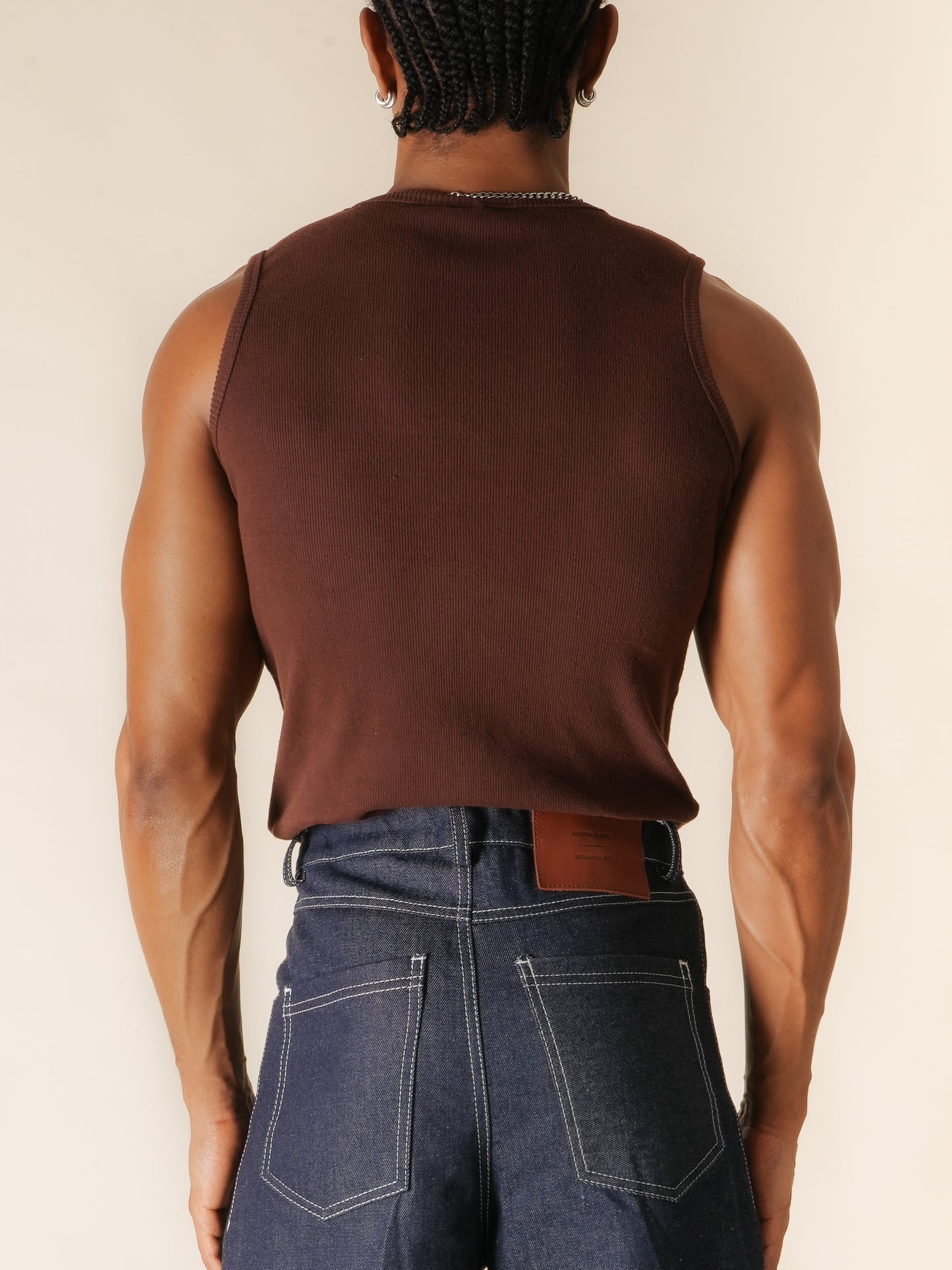 Studio Ribbed Vest (Brown)