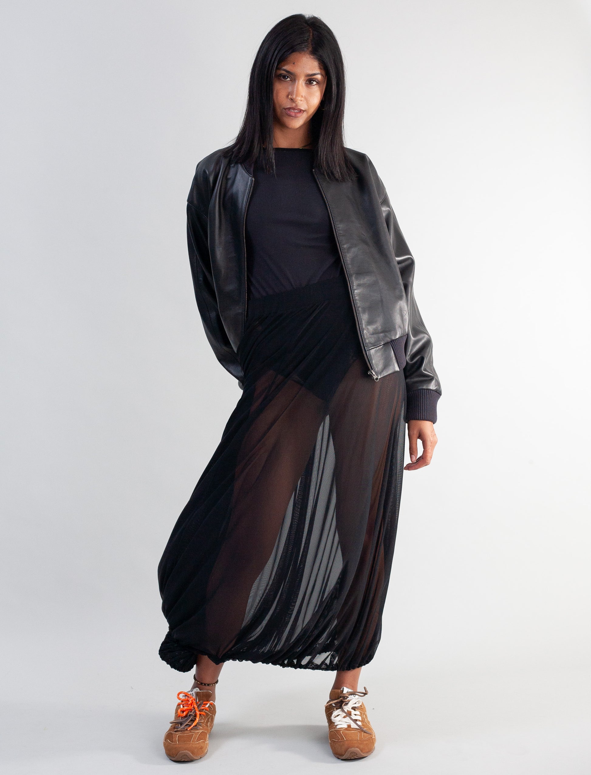Cropped Nappa Leather Jacket ( Black )