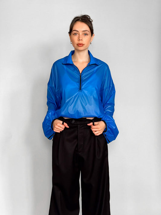 blue asia top in technical fabric