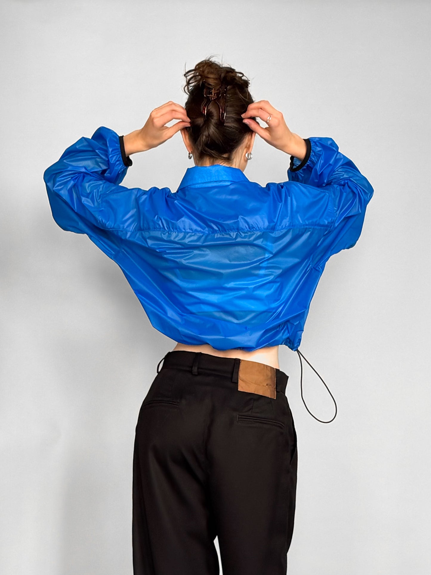 blue asia top in technical fabric