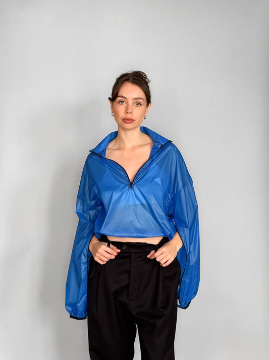 blue asia top in technical fabric