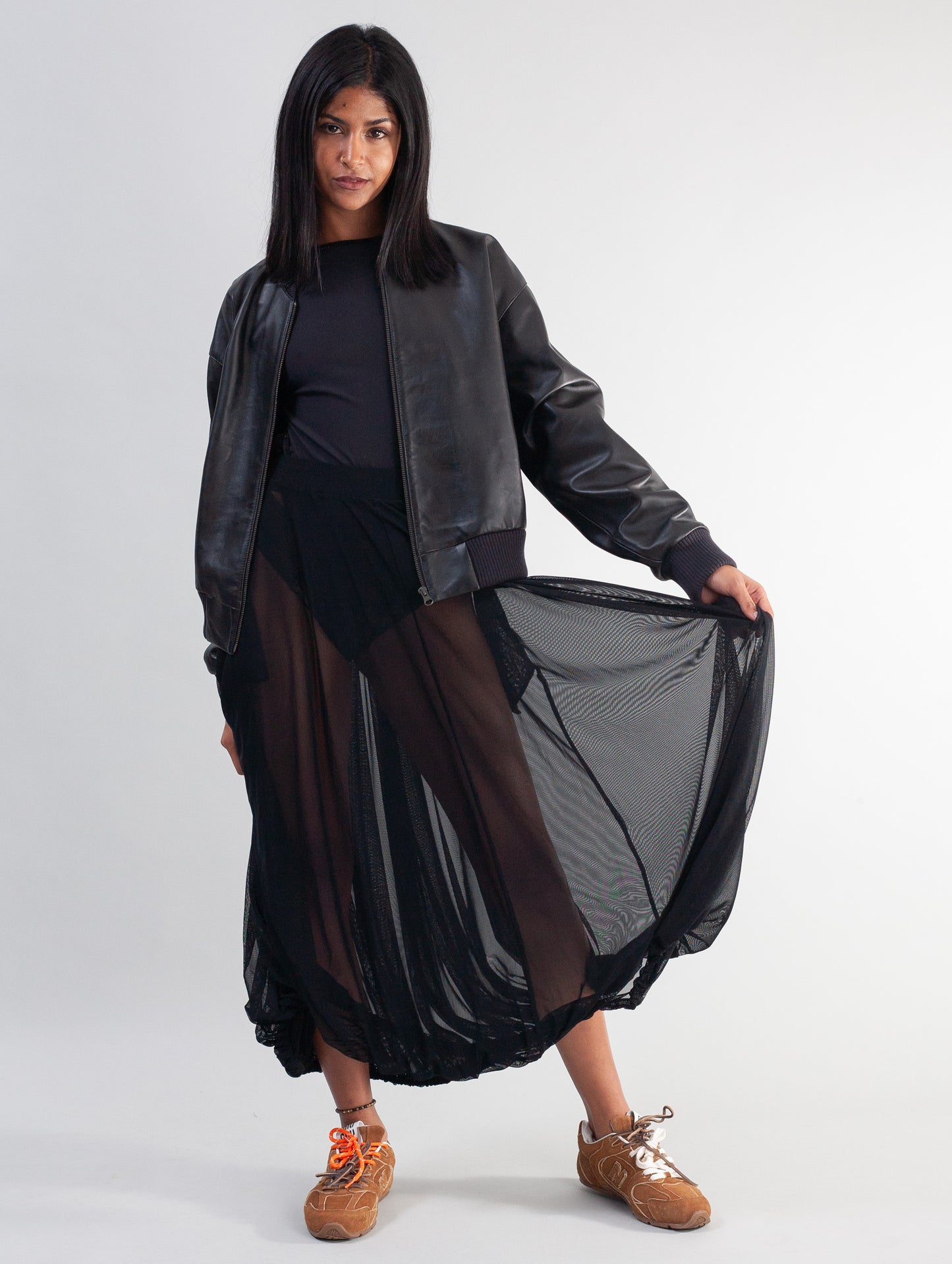 Cropped Nappa Leather Jacket ( Black )