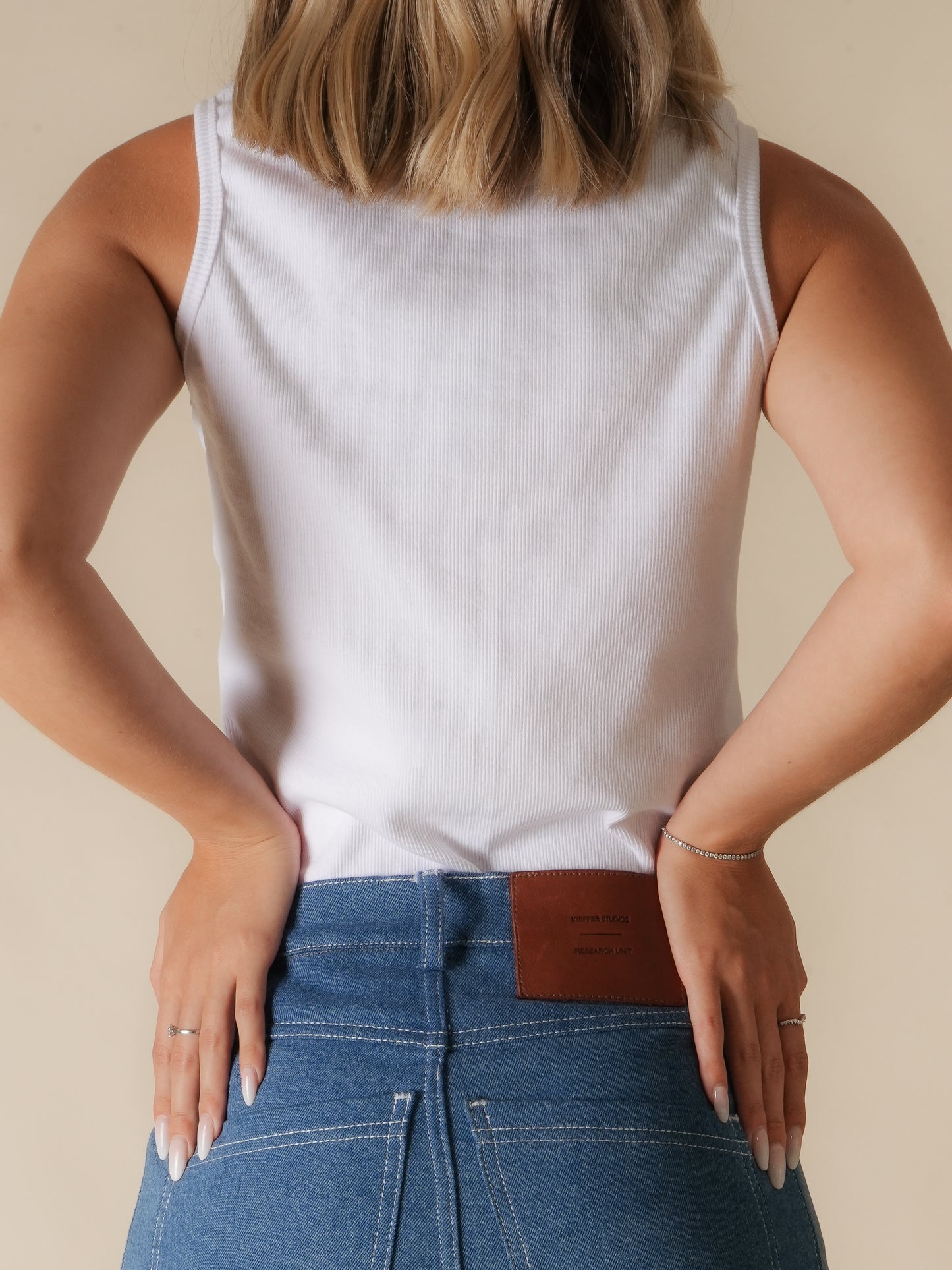 Studio Ribbed Vest (White)