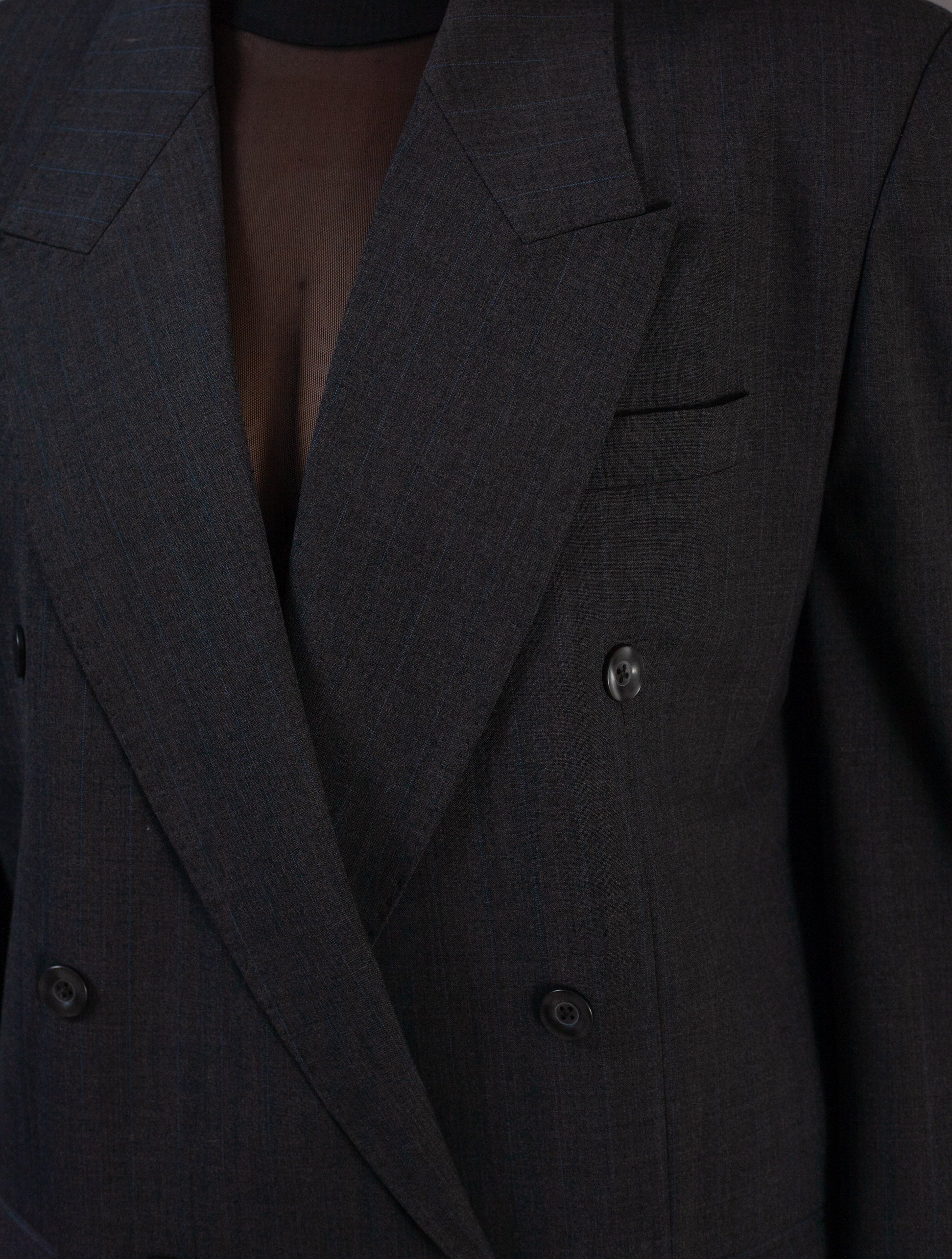 Dark grey blazer with pinstripe pattern