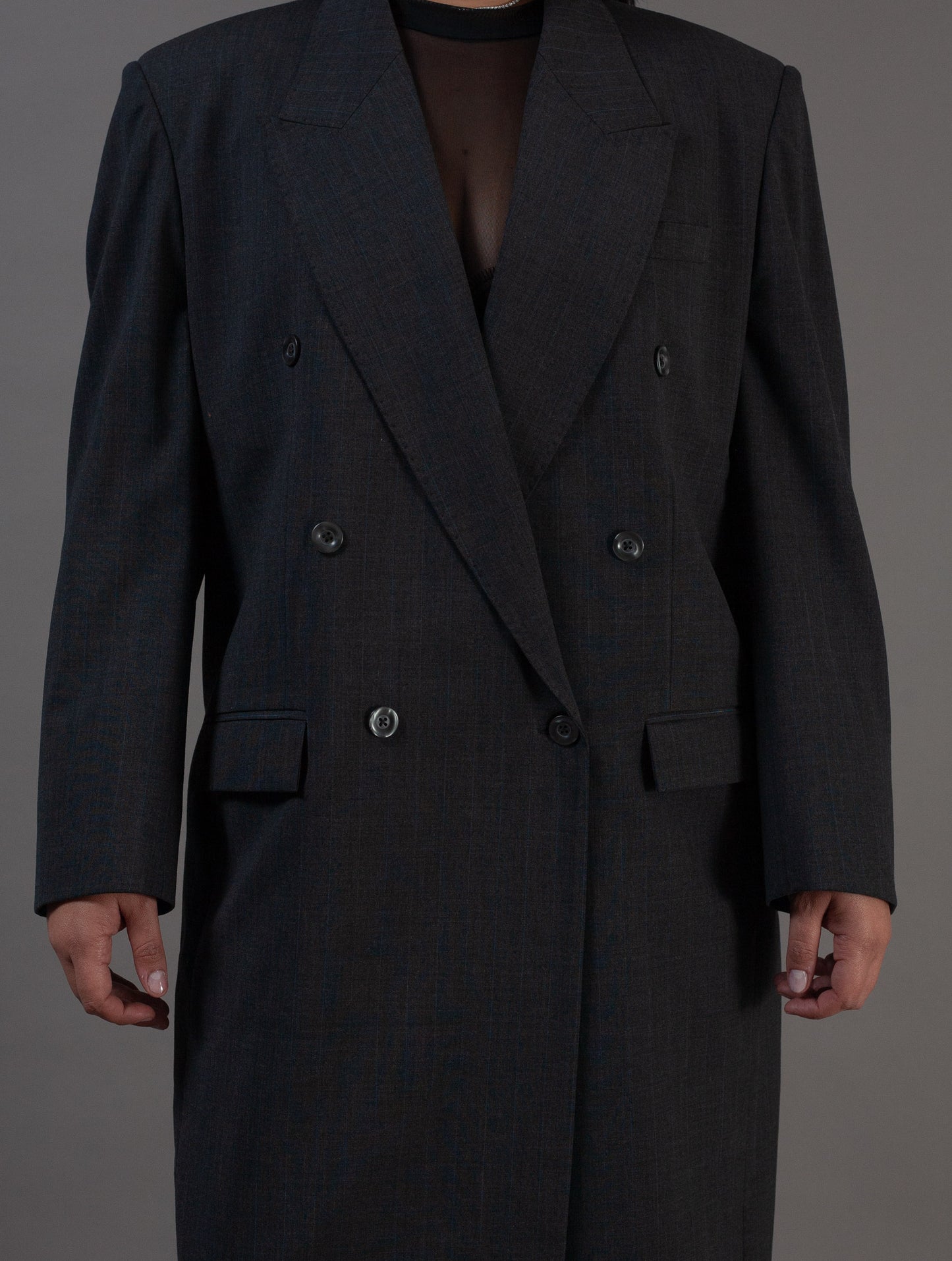 grey pinstripe wool coat