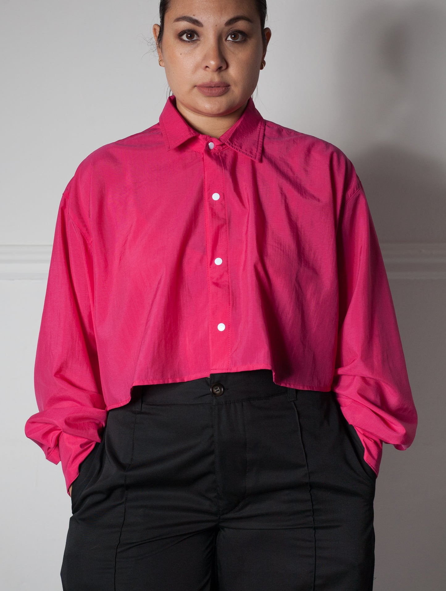 Cropped Shirt (Hot Pink)